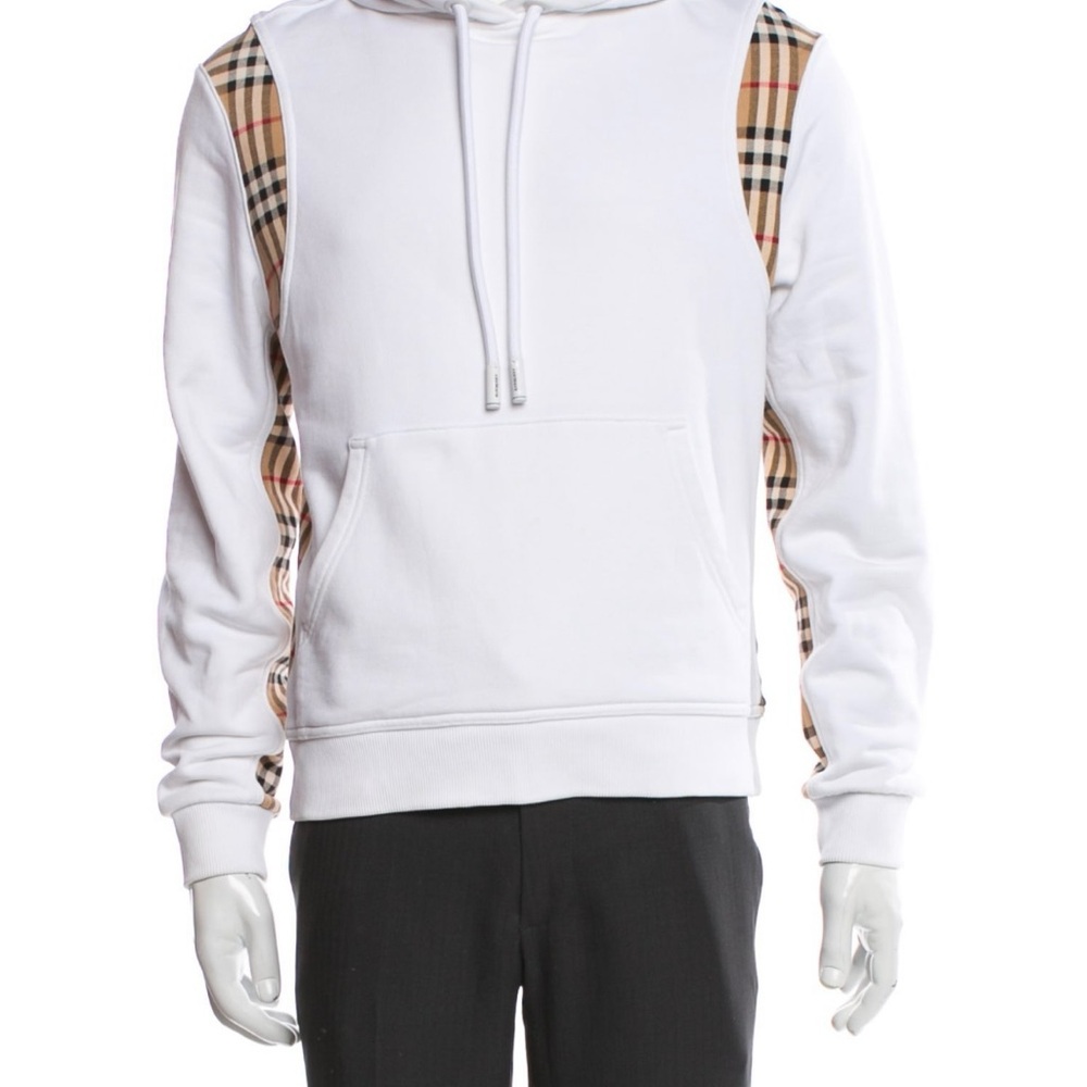 Burberry White and Cream Sweatshirt with Plaid Accents